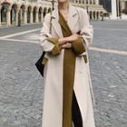 Color Block Mock Two-piece Medium Long Jacket