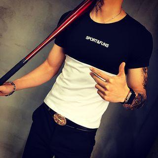 Short-sleeve Panel Lettering T-shirt