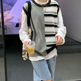 Round-neck Stripe Vest As Shown In Figure - One Size