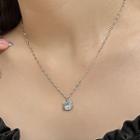 Cat Eye Stone Necklace Silver - One Size