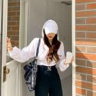 Drop-shoulder Cropped Zip-up Hoodie