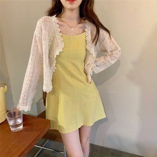 Strappy A-line Dress / Pointelle Cardigan