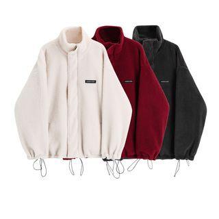 Mock-neck Drawstring Fleece Jacket
