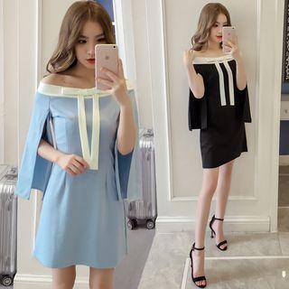 Bow Frilled Panel Off-shoulder Dress