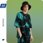 Tie-dyed Drawstring-hem Loose T-shirt