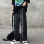 Pattern Print Straight Leg Jeans