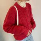 Chunky Knit Cardigan Red - One Size
