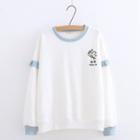 Duck Embroidered Two-tone Pullover