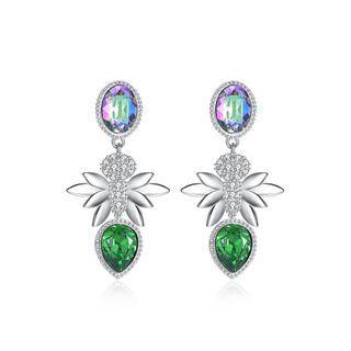 925 Sterling Silver Elegant Romantic Fashion Honeybee Earrings With Austrian Element Crystal Silver - One Size