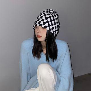 Checkered Beanie Black & White - One Size