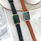 Faux Leather Rectangle Bracelet Watch