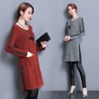Studded Detail Long-sleeve Dress