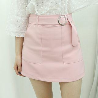 Linen Blend Band-waist Wrap Shorts