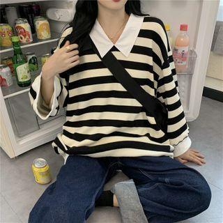 Collared Striped Long-sleeve T-shirt