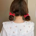 Ribbon Hair Tie 01 - 1 Pair - Bow - Red - One Size