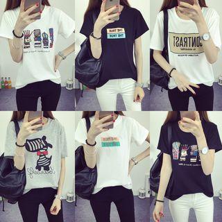 Print Loose-fit Short-sleeve Top