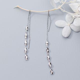 925 Sterling Silver Leaf Dangle Earring S925 Silver Ear Line - One Size