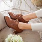 Pointed Block Heel Lace Up Shoes