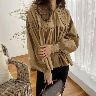 Lace-collar A-line Blouse