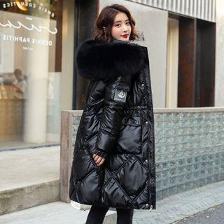 Applique Hooded Midi Padded Jacket