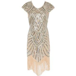 Short-sleeve Sequined Sheath Dress