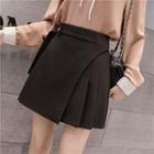 Inset Shorts Asymmetric Pleated A-line Skirt