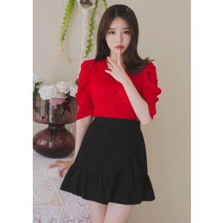 Inner Shorts Frilled Wrap Miniskirt