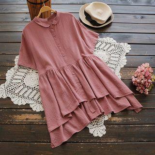 Elbow-sleeve Dip-back A-line Dress
