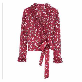 Long-sleeve Floral Print Wrap Top