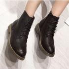 Faux-leather Lace-up Wingtip Short Boots