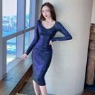 Long-sleeve Sequined Bodycon Dress