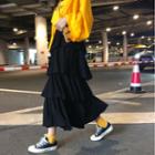 Knit Midi A-line Tiered Skirt