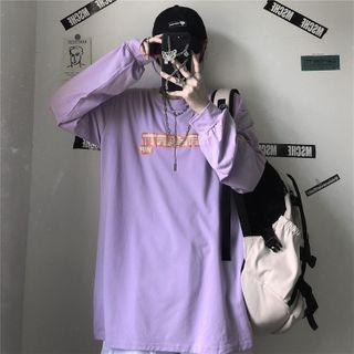 Letter Print Long Sleeve Oversized T-shirt