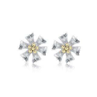 925 Sterling Silver Elegant Fashion Flower Stud Earrings Silver - One Size