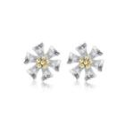 925 Sterling Silver Elegant Fashion Flower Stud Earrings Silver - One Size