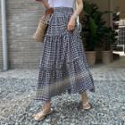 Tiered Gingham Maxi Skirt