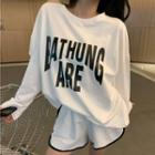 Long-sleeve Lettering T-shirt / Contrast Trim Shorts