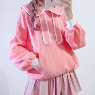 Fleece-lined Long-sleeve Collared Sweatshirt