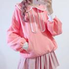 Fleece-lined Long-sleeve Collared Sweatshirt