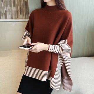 Striped Sleeve Cape Sweater