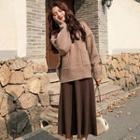 Set: Pocket Detail Sweater + A-line Knit Skirt
