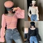 Chiffon Sleeve Cropped Sweater