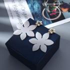 925 Sterling Silver Flower Drop Earring White - One Size