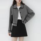 Lace Trim Button Jacket Dark Gray - One Size