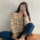 Button-printed-knit Top