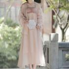 Traditional Chinese Set: Light Jacket + Sleeveless Dress