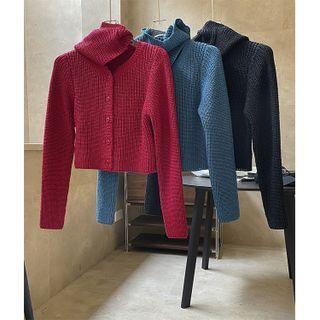 Set: V-neck Cardigan + Knit Beanie