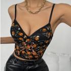 Floral Lace Panel Cropped Camisole Top