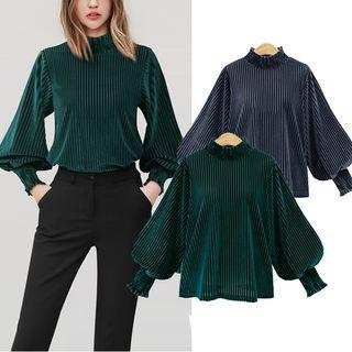 Puff Sleeves Velvet Blouse