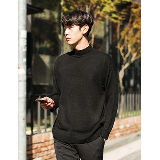 Colored Plain Mock-neck Knit Top